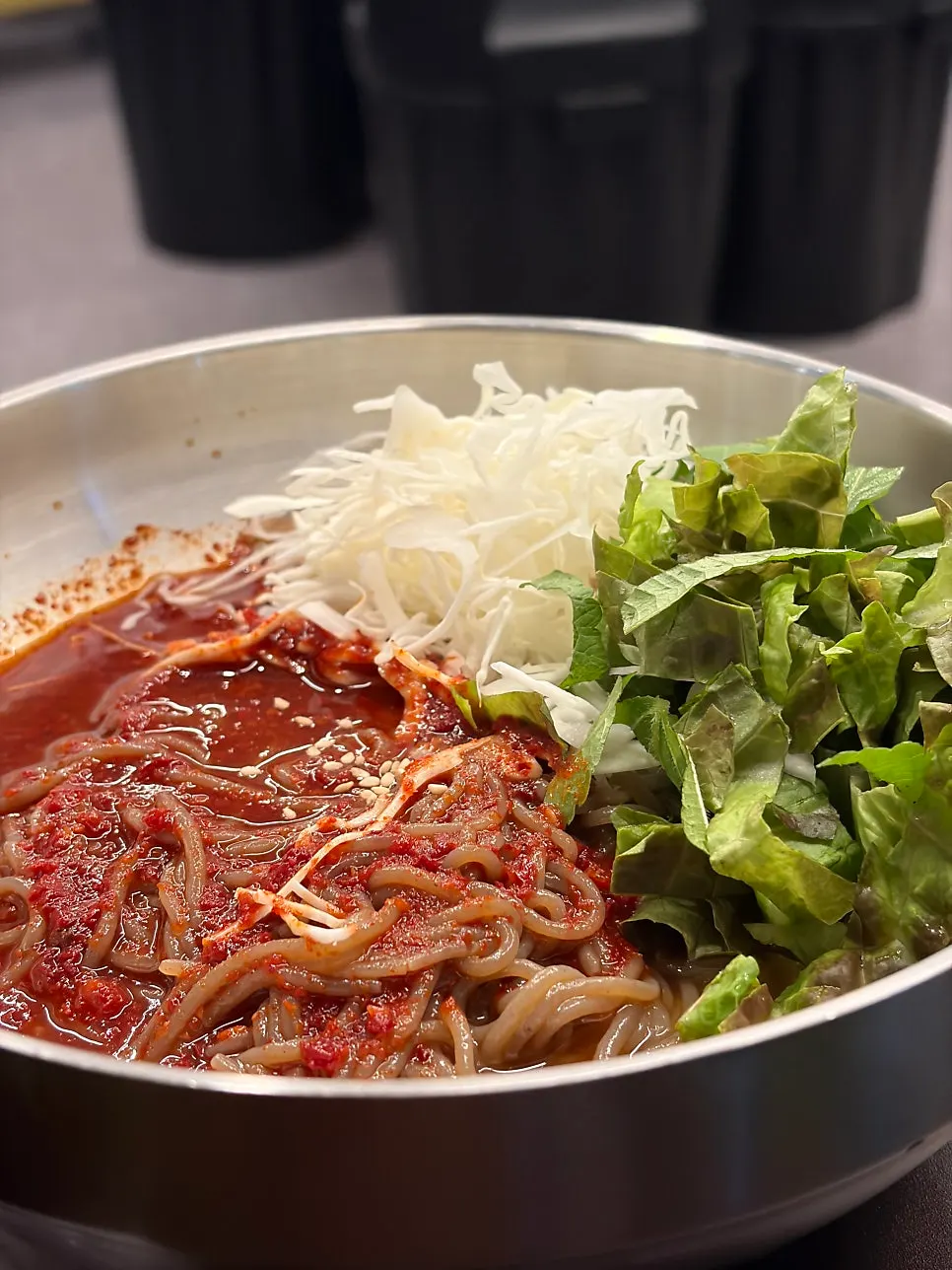 Eating jokbal with side dishes