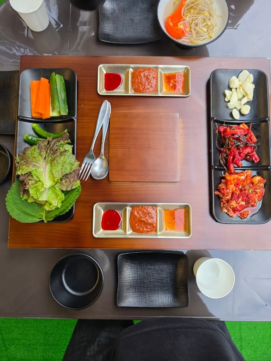 Basic table setting at the outdoor seats