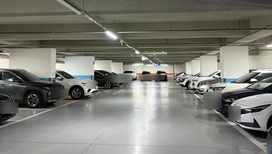 View of the officetel building parking lot