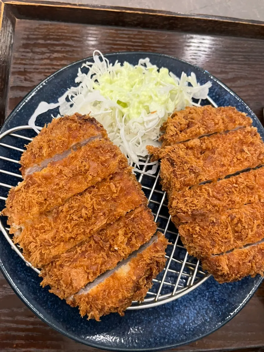Close-up of the handmade aged double pork cutlet plate