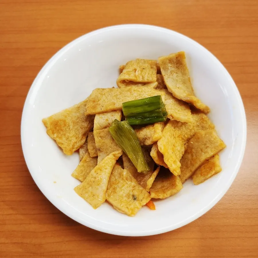 Stir-fried fish cake banchan at Bogi-o Boguk
