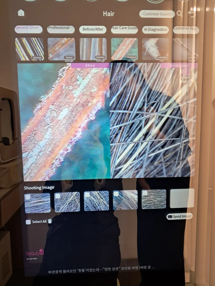 Checking hair damaged by dye