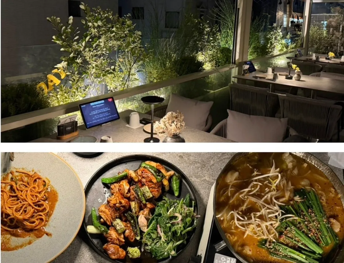 Terrace and private seating at Osa Cheongdam