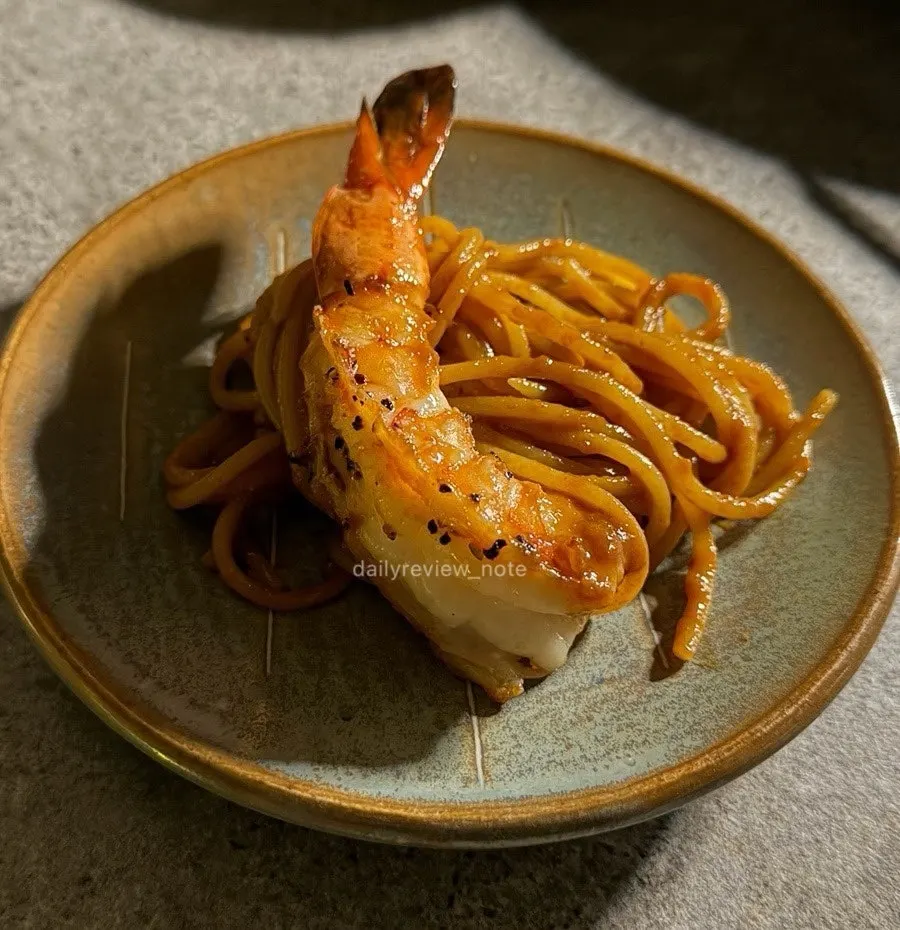 Bisque pasta with tiger shrimp