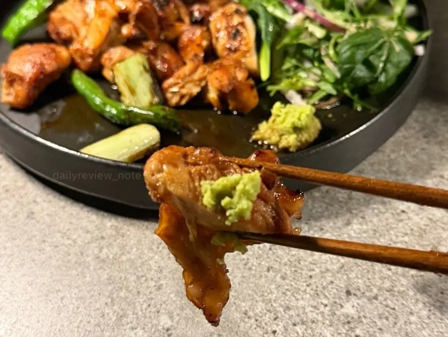 Grilled chicken thigh with tare and wasabi