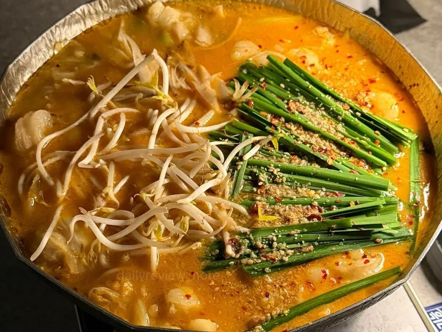 Korean beef offal miso nabe with vegetables