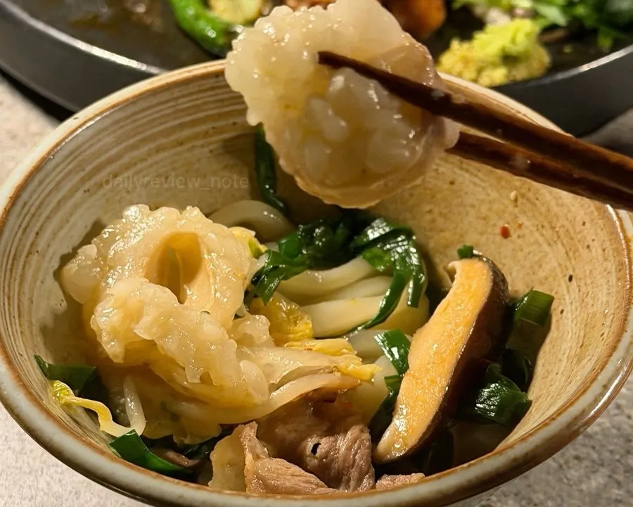 Miso nabe with beef offal and vegetables
