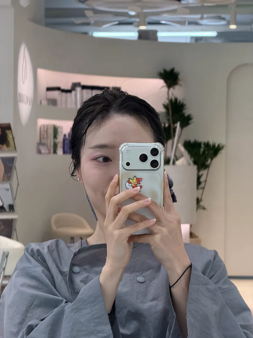 샴푸 직후 사파이어 5단계 염색 결과