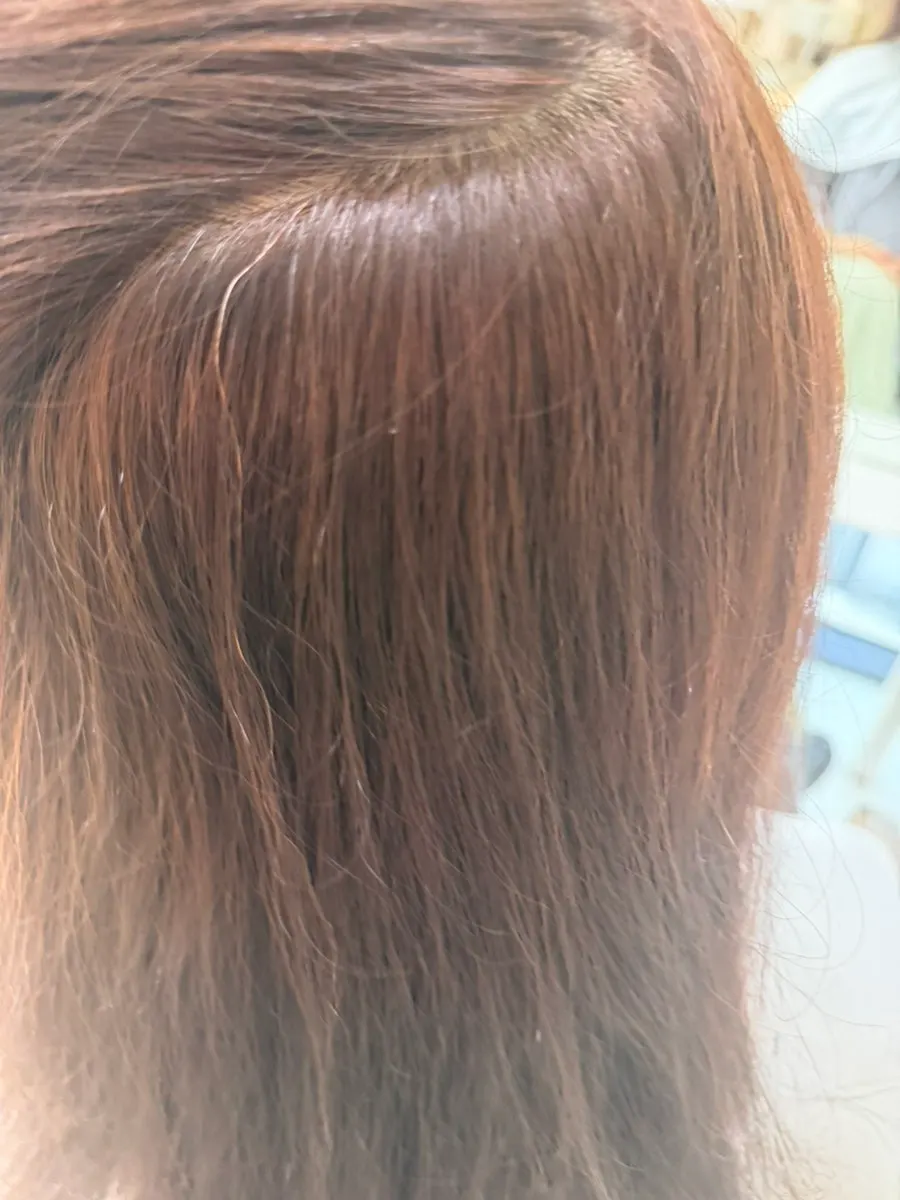 Hair color right after the root touch-up finished