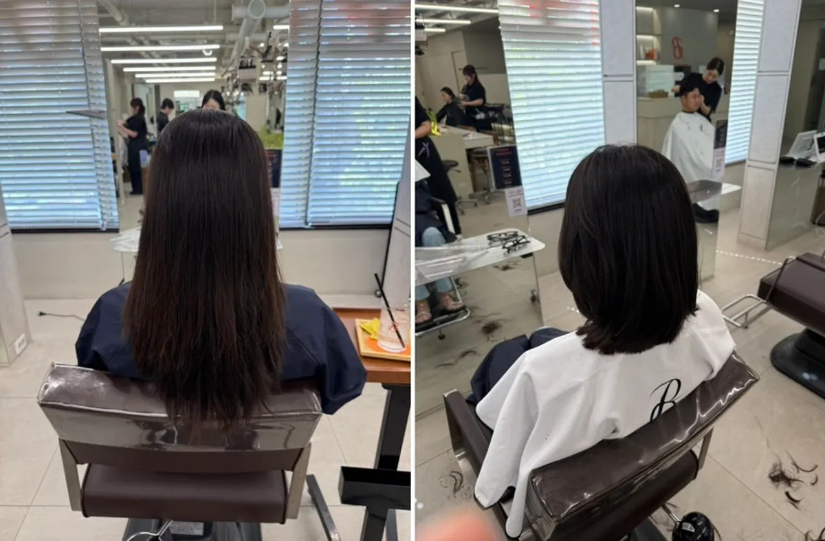 Finished mid-length hair after the cut