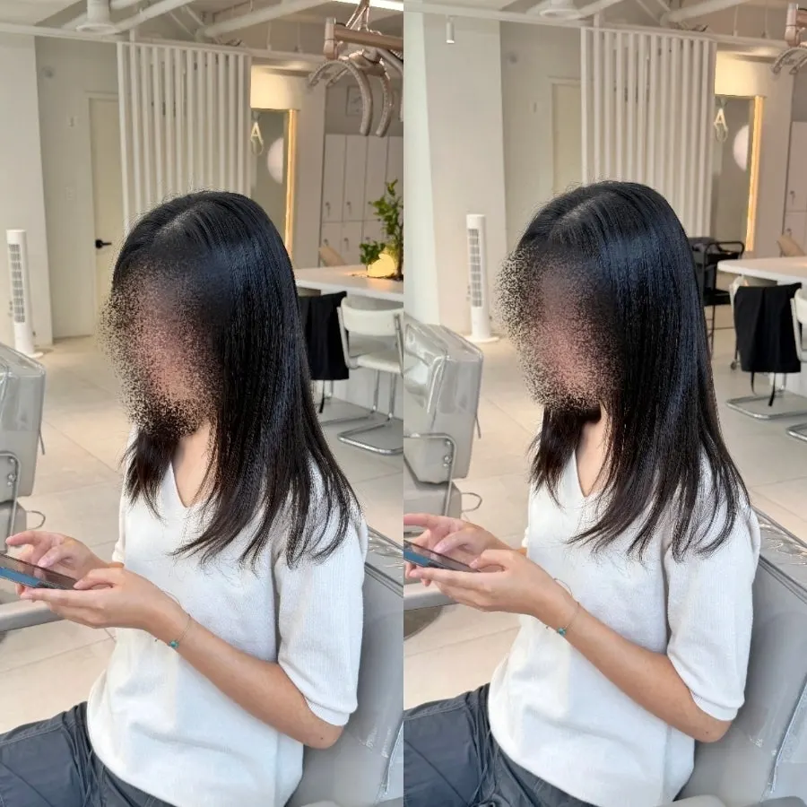 护理后顺滑发质的背影