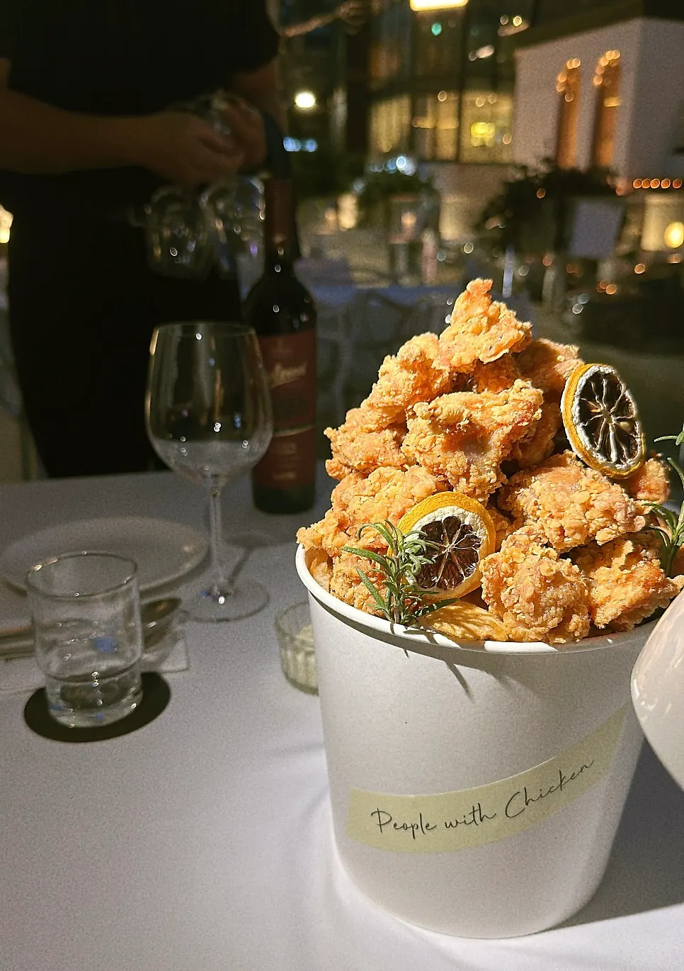 American-style fried chicken bucket