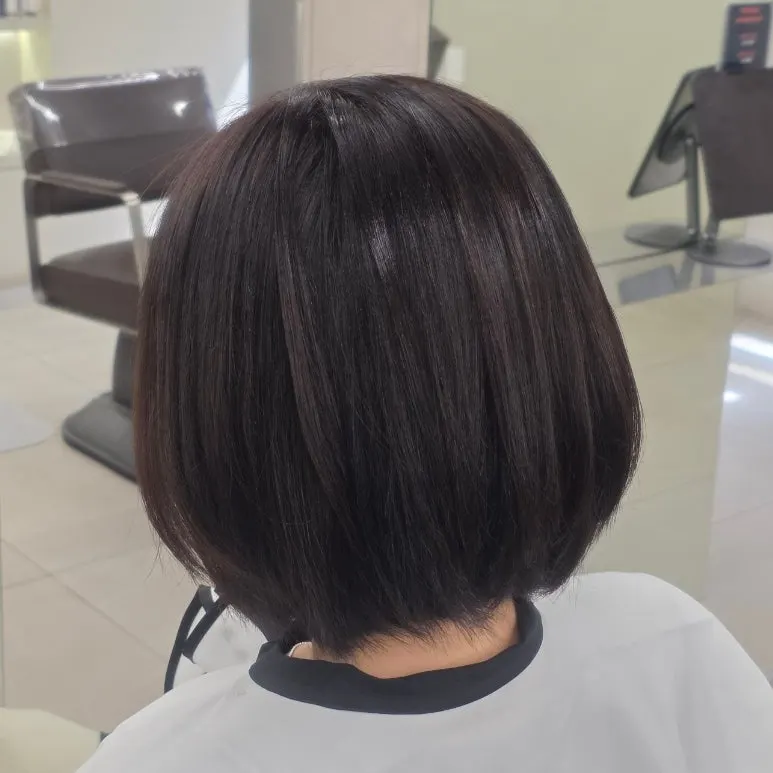Hair after a chocolate brown tone-down color