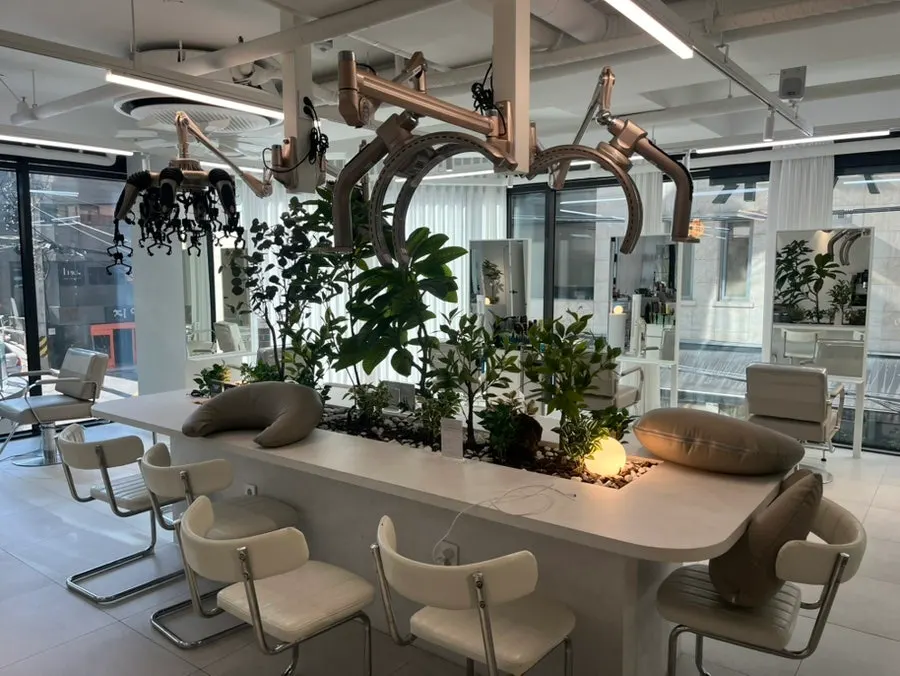 Interior view of a Cheongdam-dong hair salon