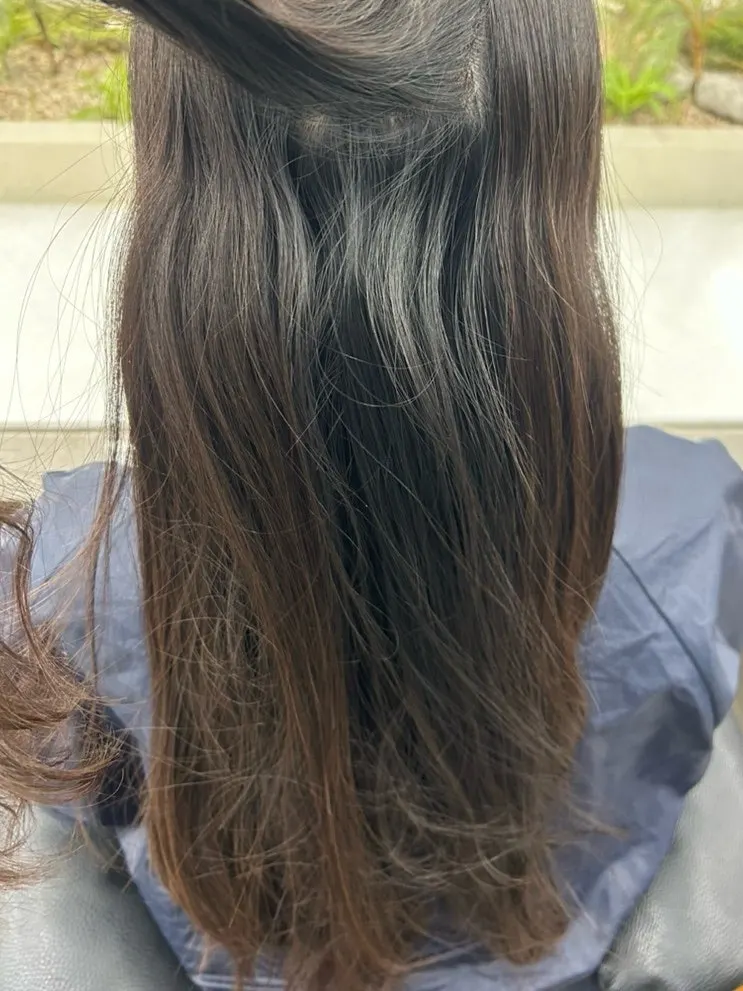 염색 전 자연 갈색 모발 상태