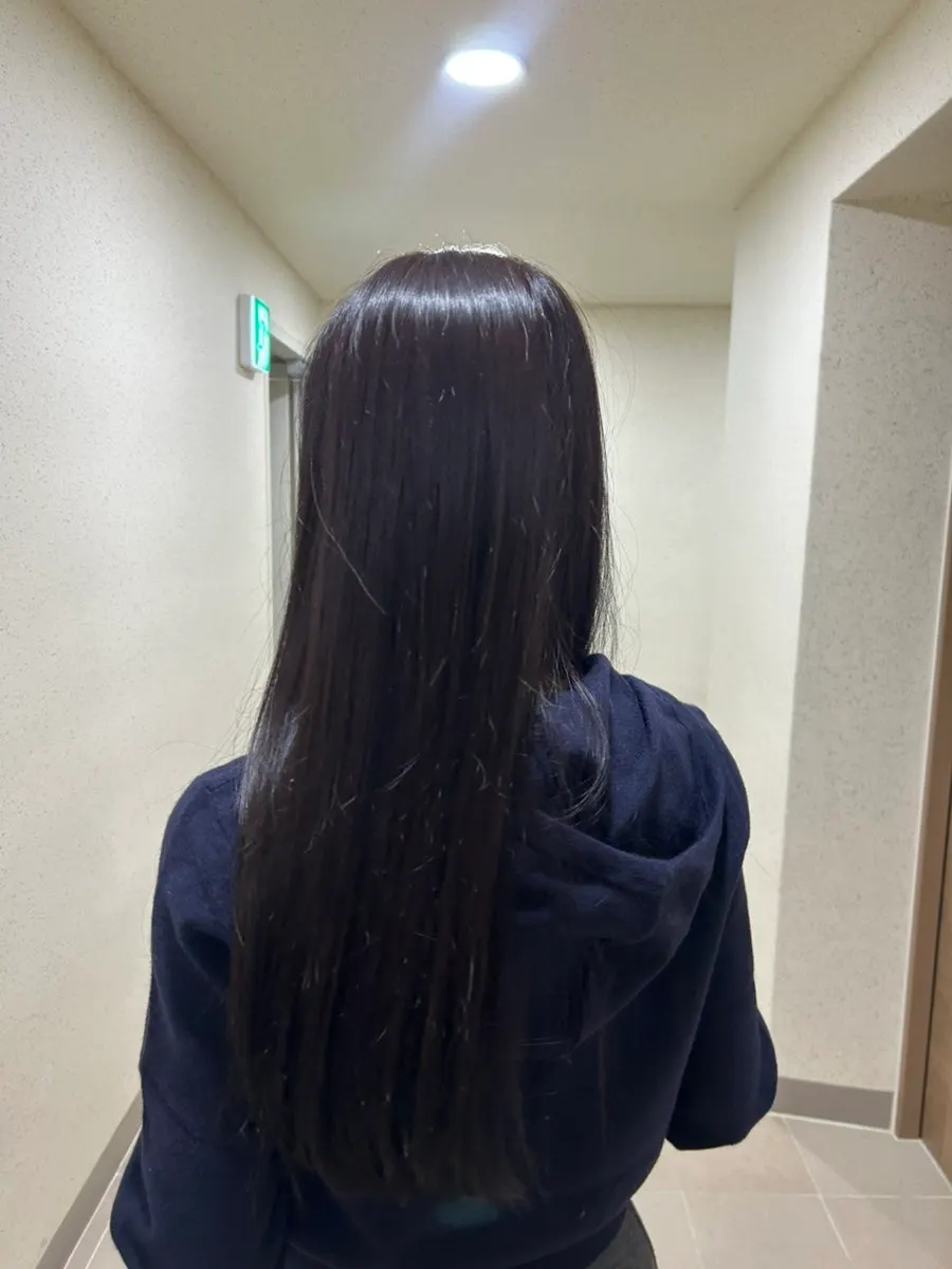 자연스러운 갈색 웨딩염색 결과