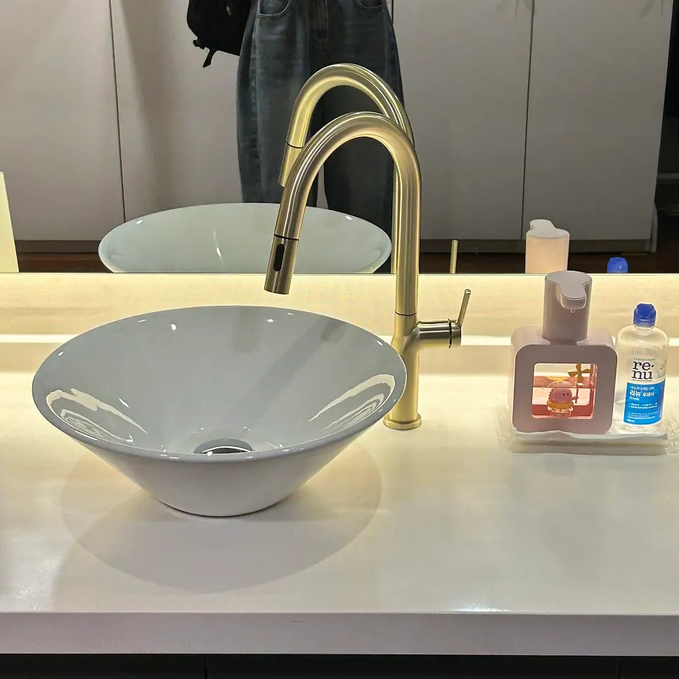 Wash area stocked with saline solution and mouthwash