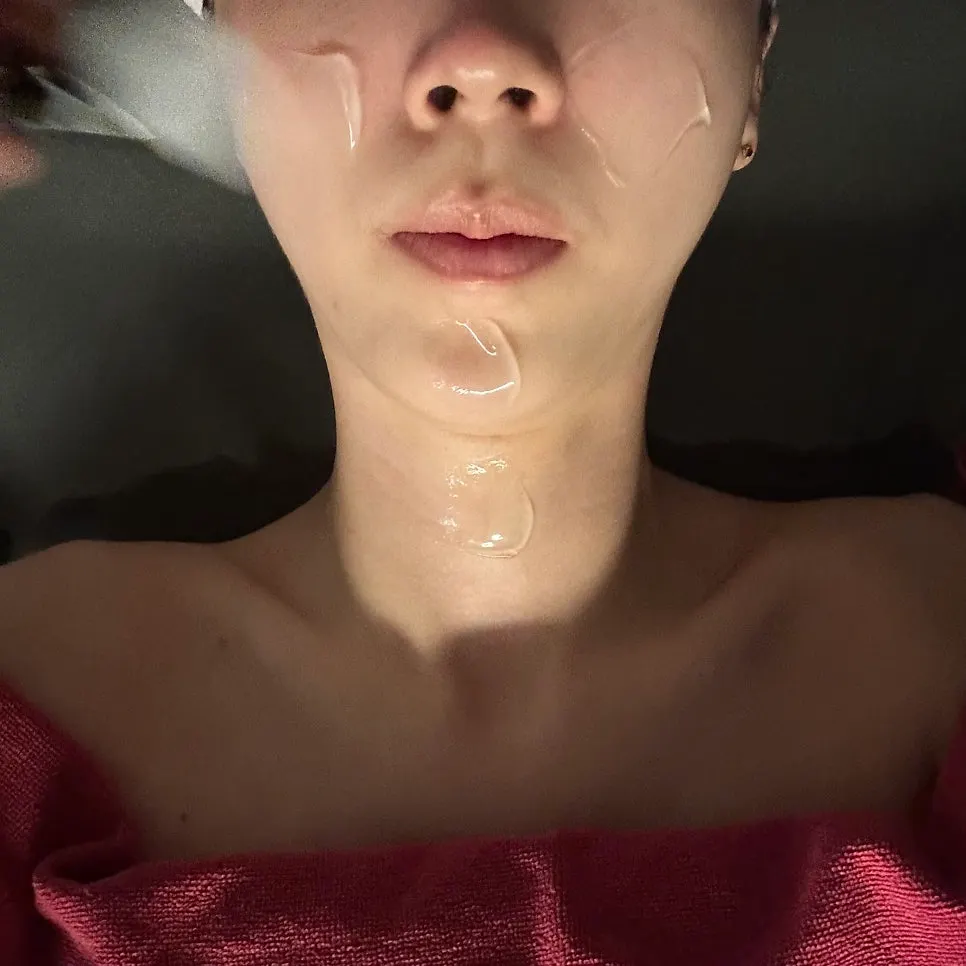 Face care scene with a cooling pack applied