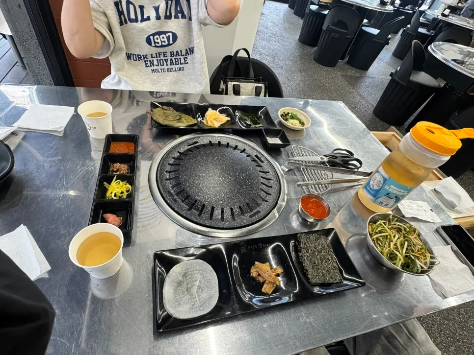 Table spread with basic side dishes laid out