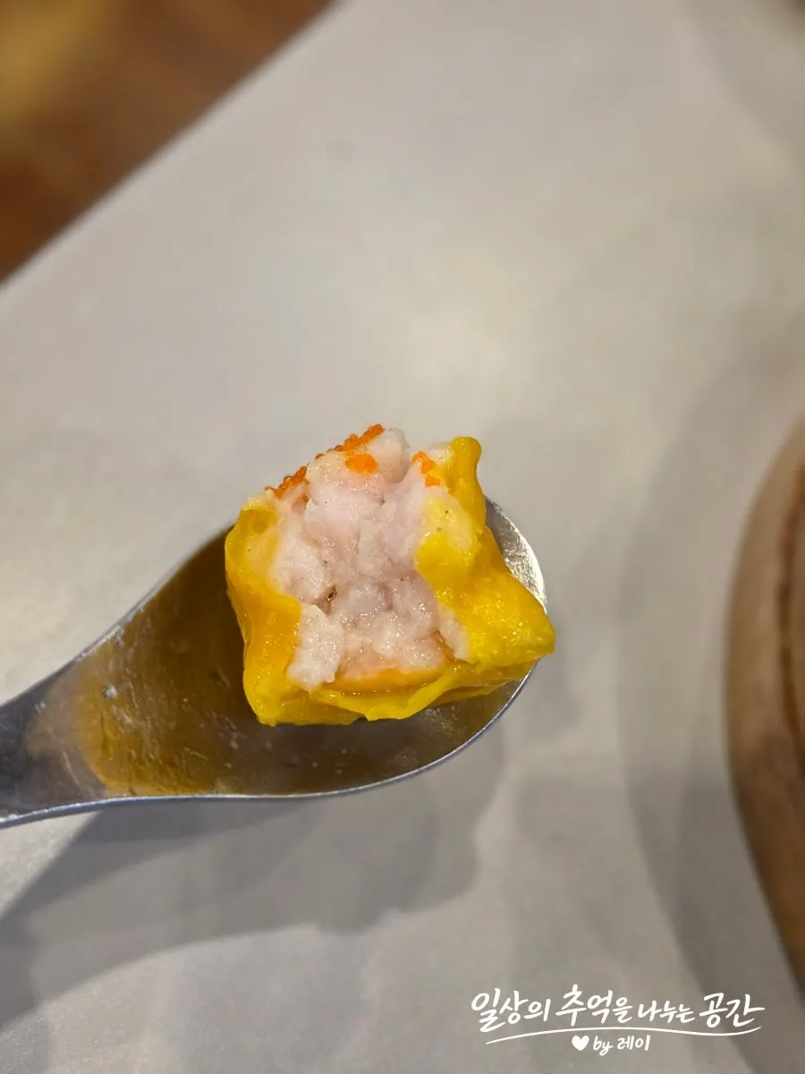 Shumai filling packed with pork and shrimp