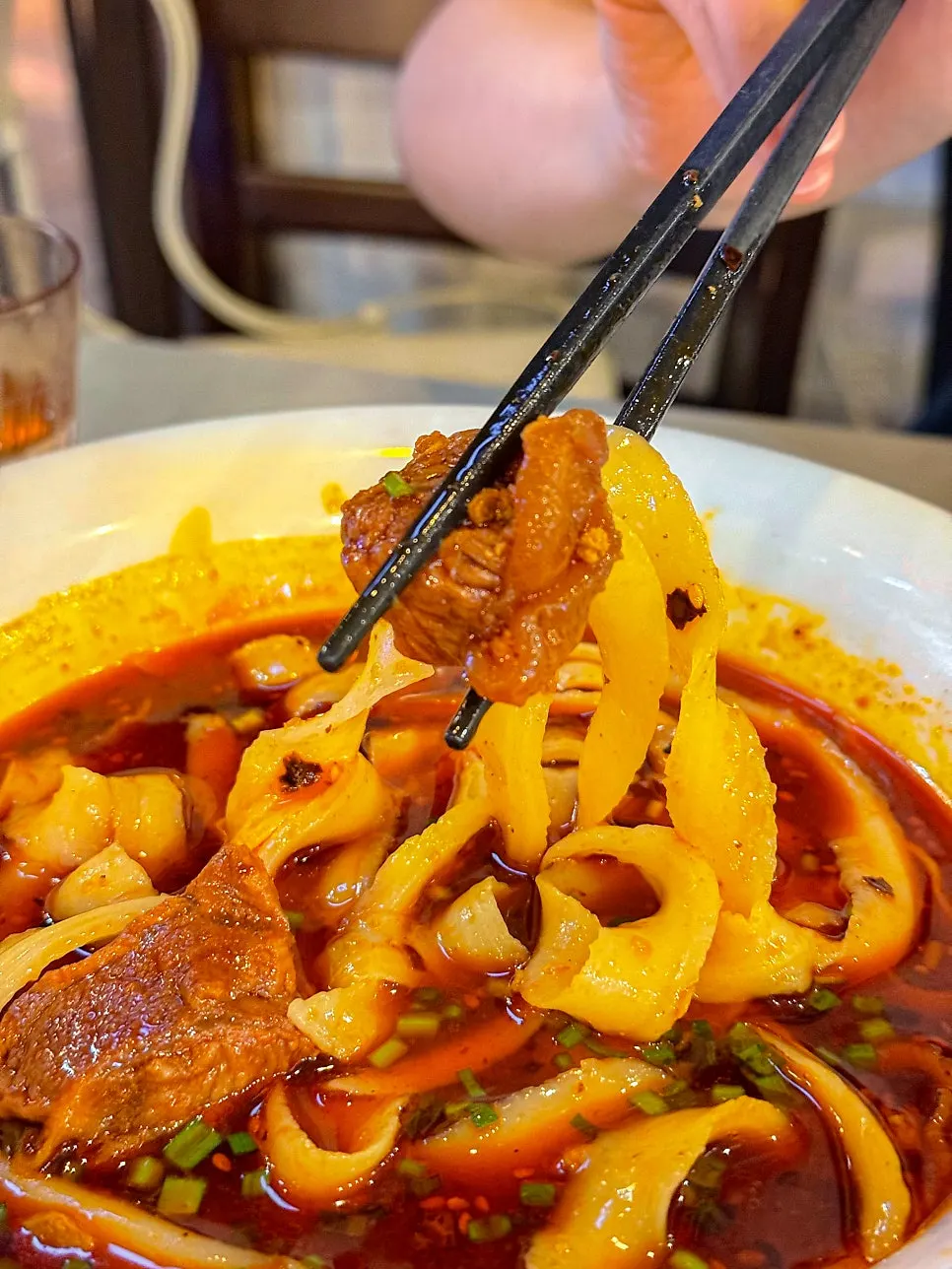 Table set with beef dosakmyeon and dim sum together