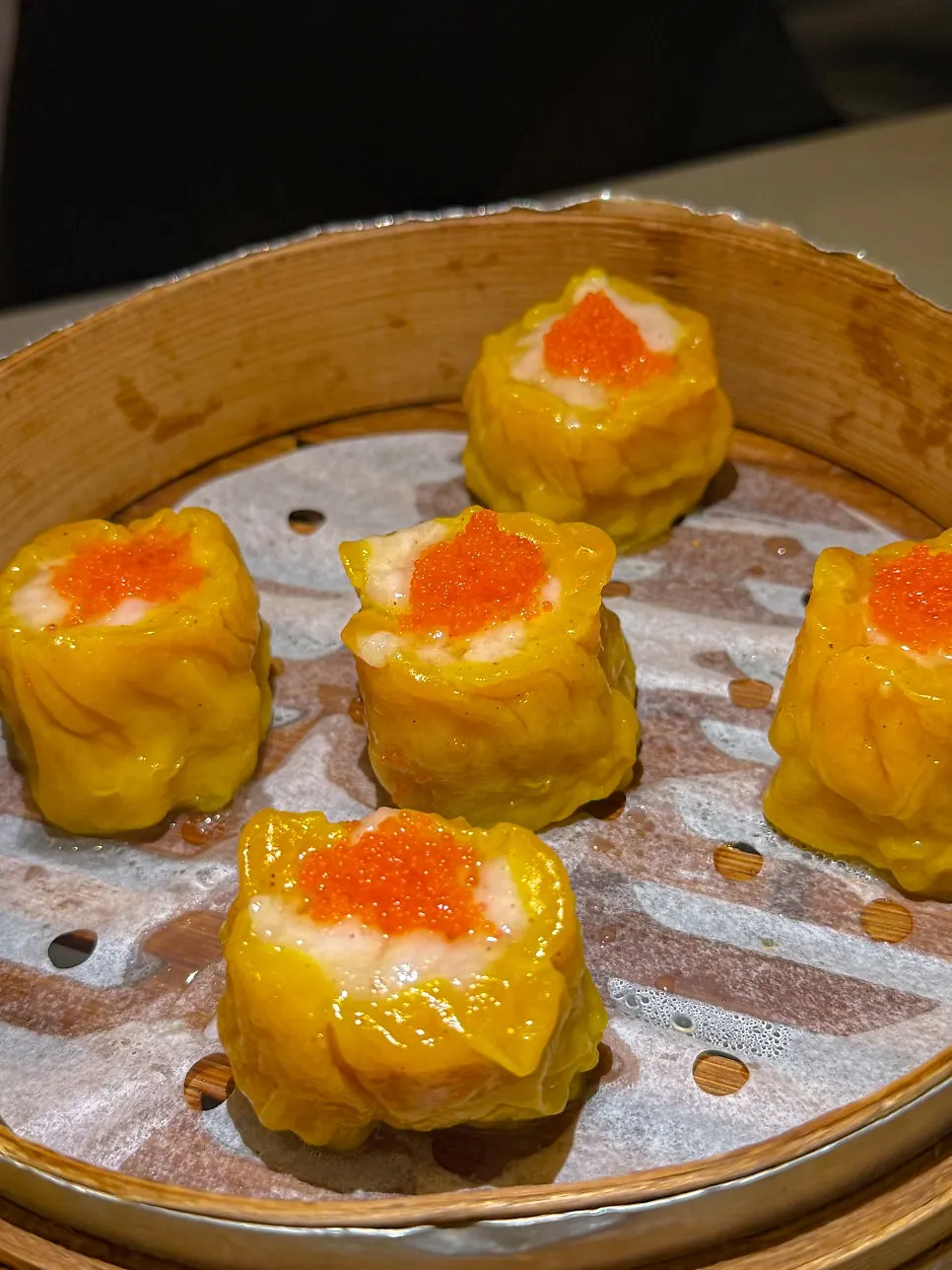 Cross-section of a shumai after one bite