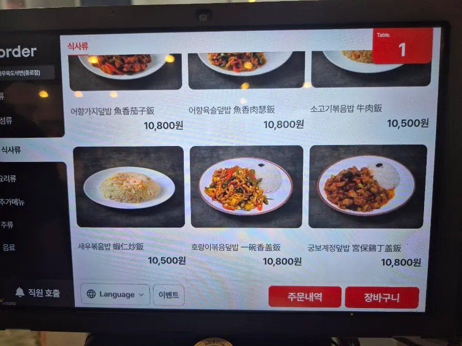 Menu board listing three dim sum options