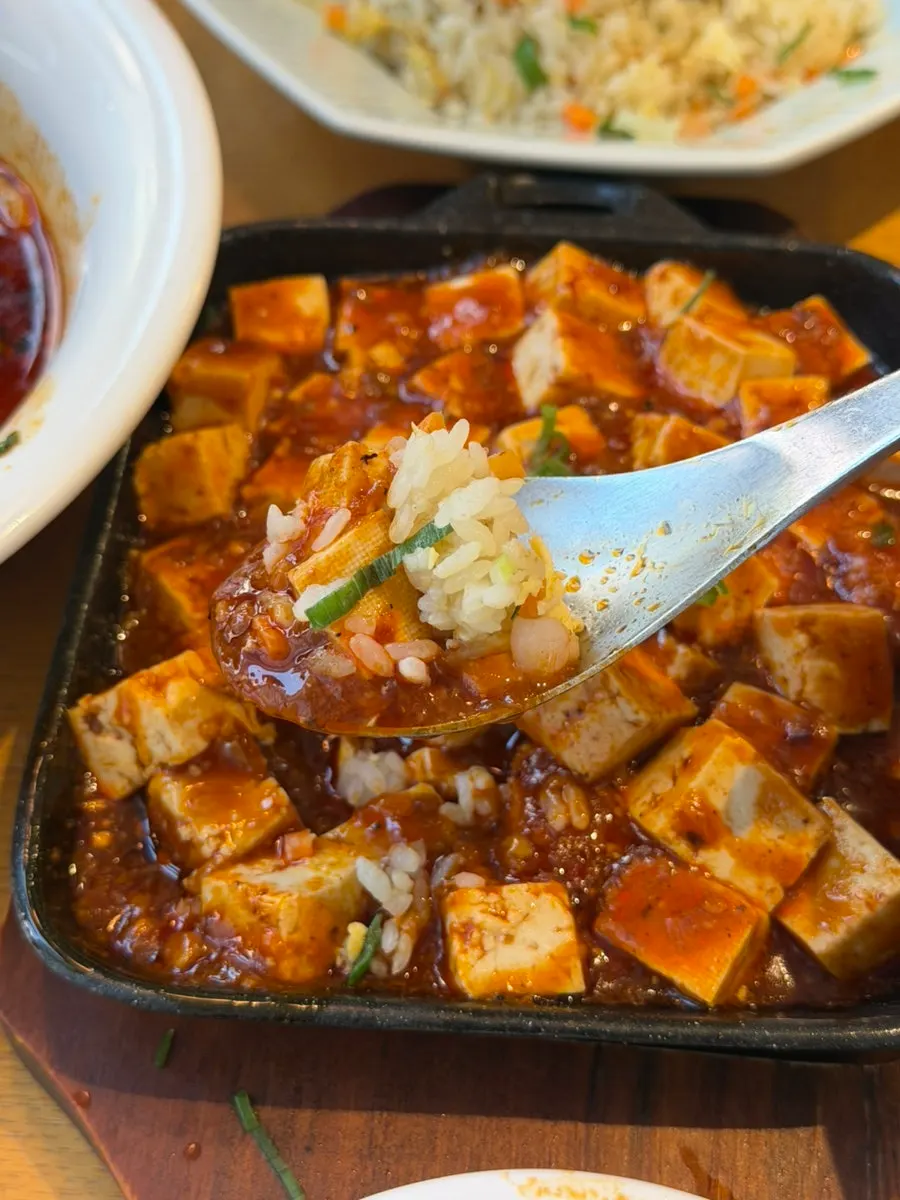 붉은 국물의 마라두부 한 그릇