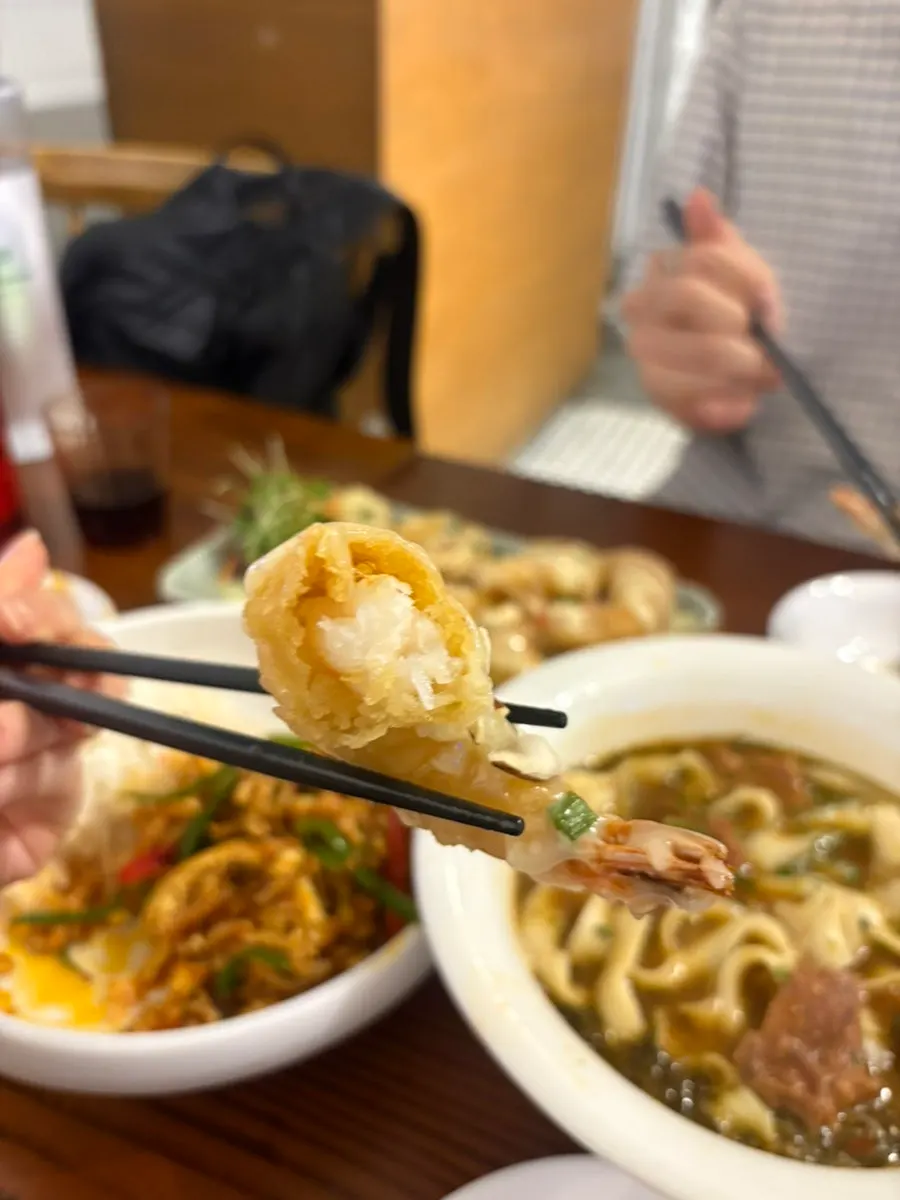 A large piece of cream shrimp