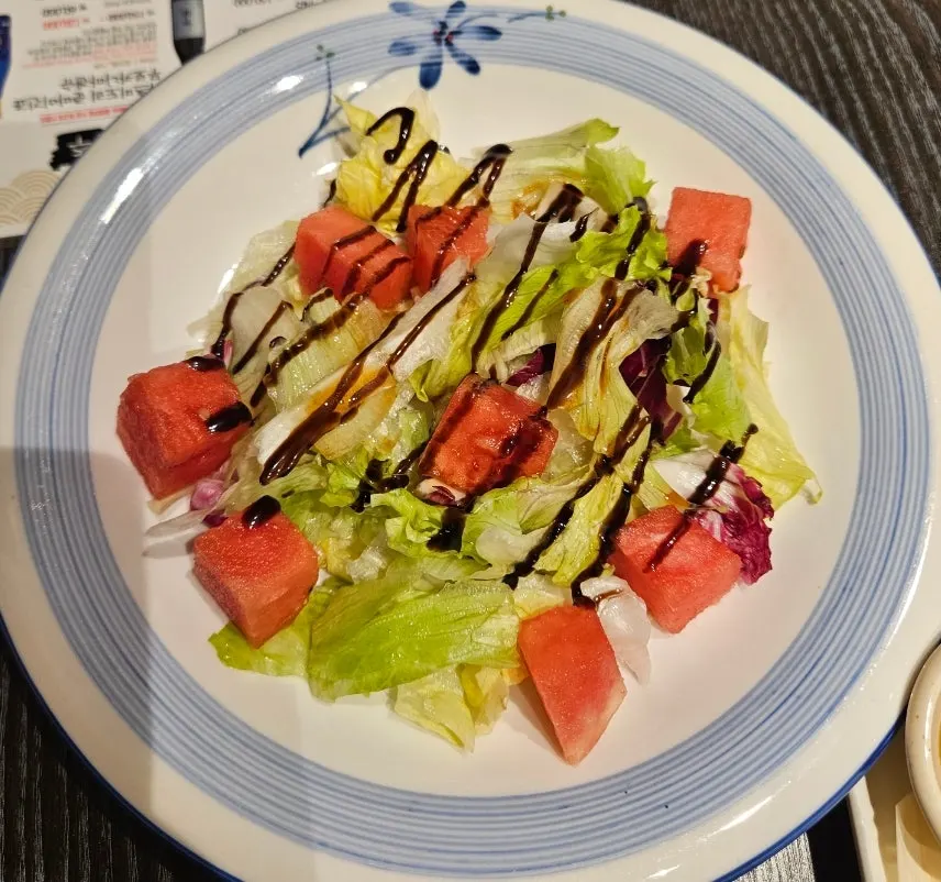 Watermelon and lettuce salad