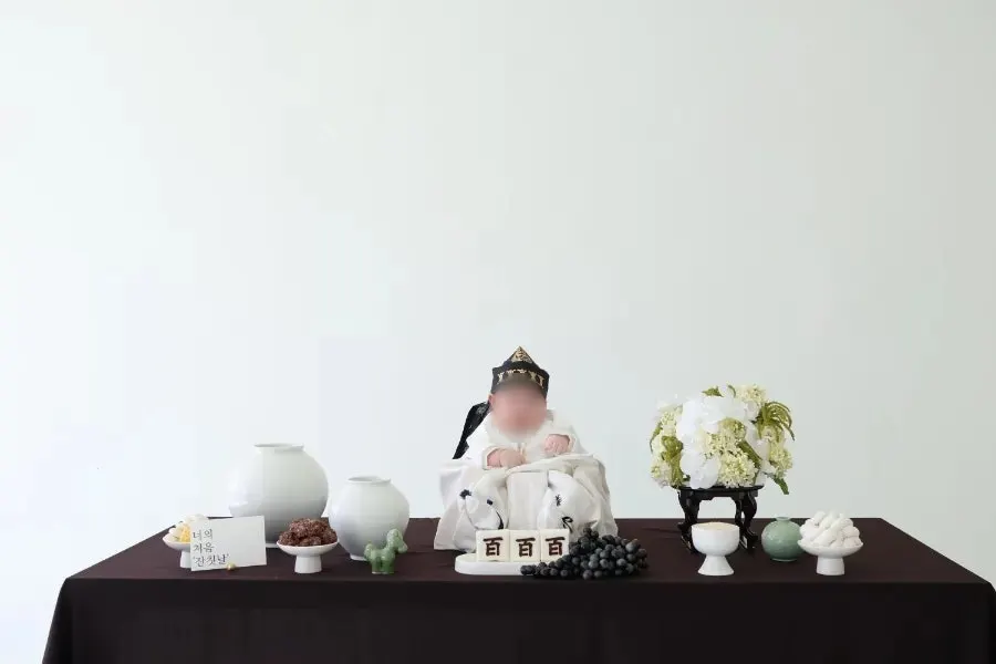 Raw photo of the baegil table looking abundant with rice cakes