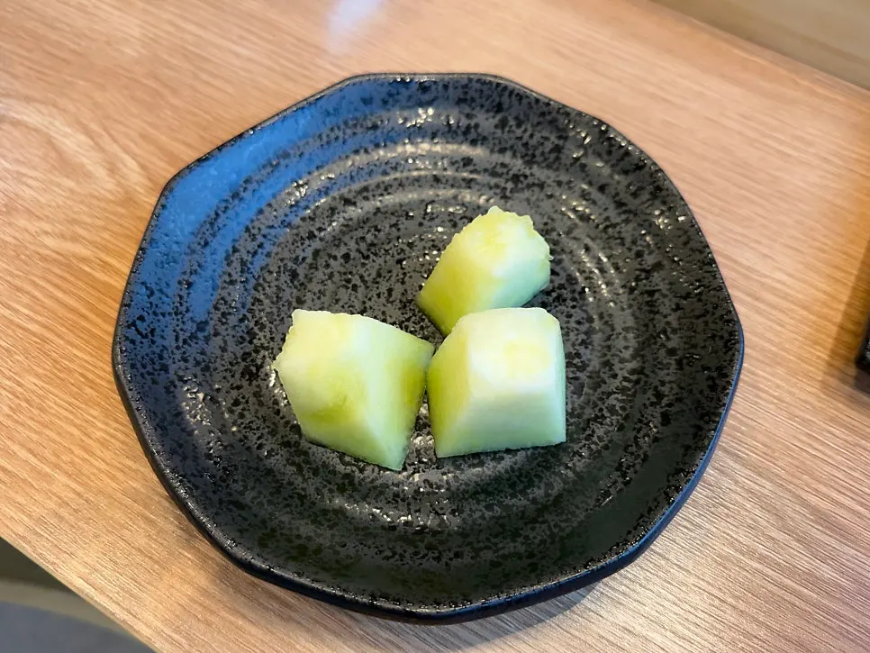 Complimentary melon served at the end