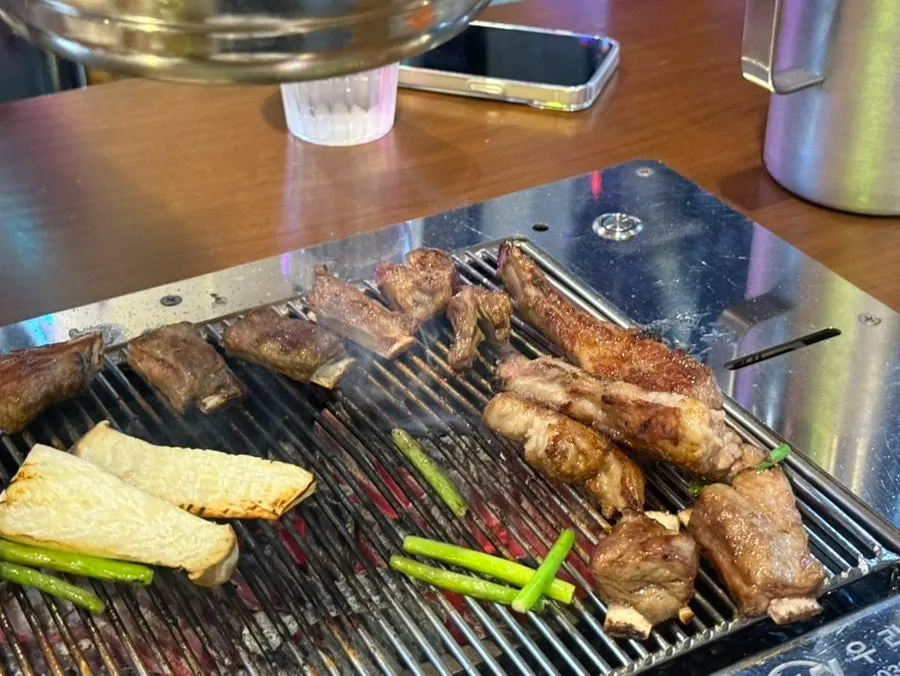 A perfectly browned piece of lamb rib