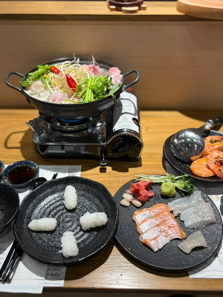 Aged flounder and salmon sashimi