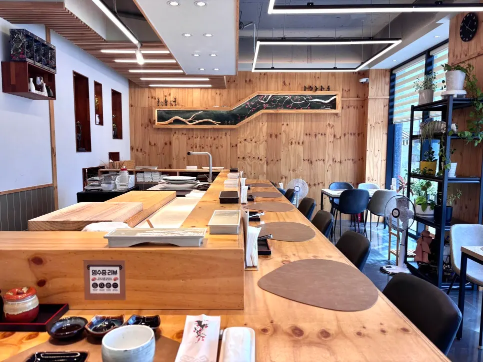 Interior with bar table and regular seating