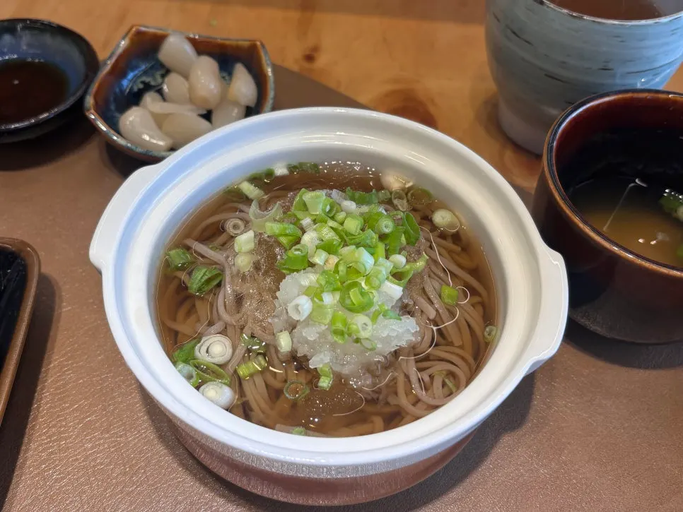 Cold soba served at the end of the course