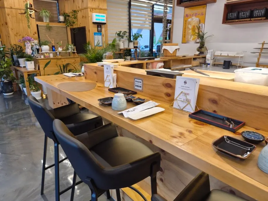 Interior and bar table at Dining Mihyang