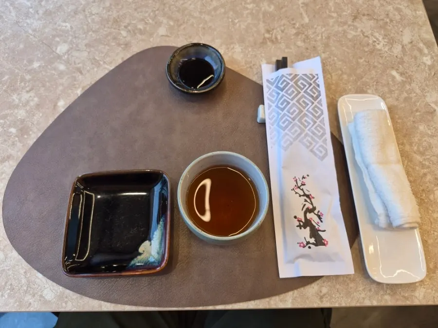 A neatly arranged table setting