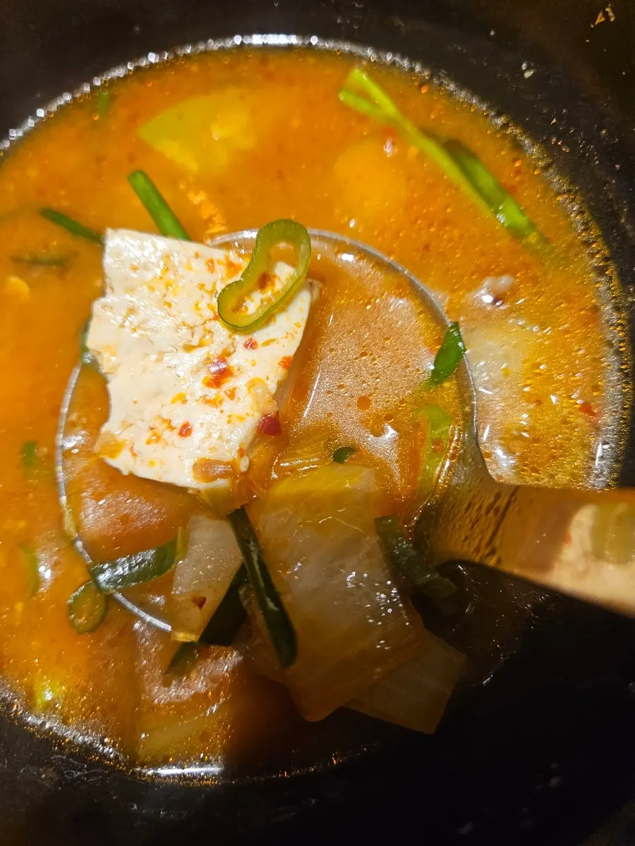 Doenjang jjigae packed with tofu