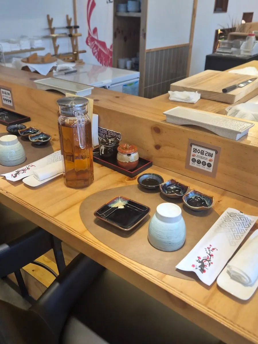 Table pre-set for a reserved seat at Dining Mihyang