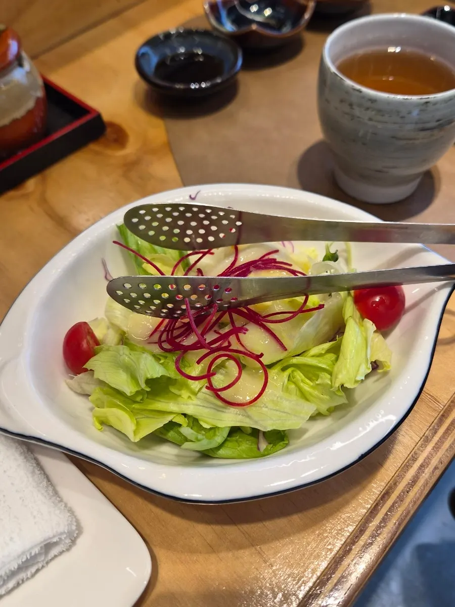 Salad for two dressed with yuzu sauce