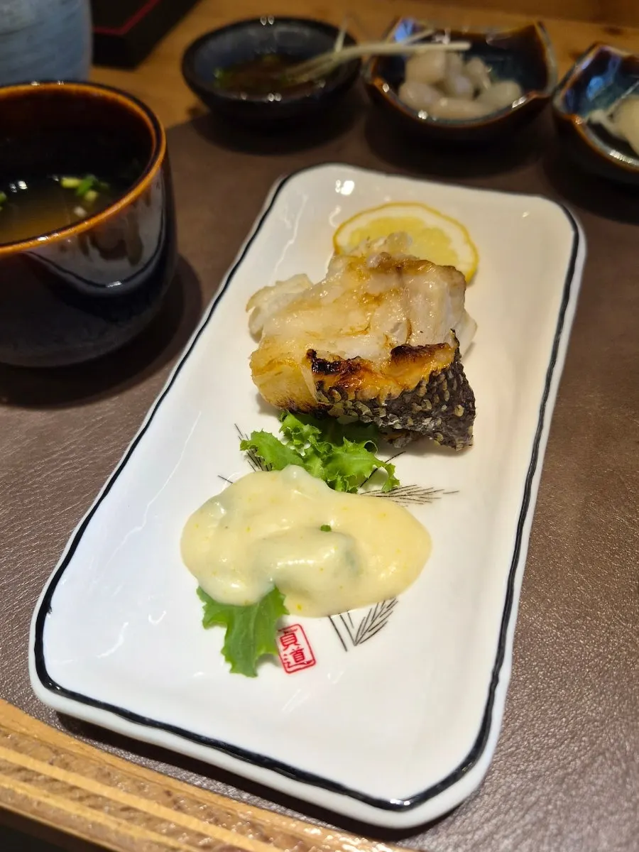 Three pieces of tuna sashimi from the course