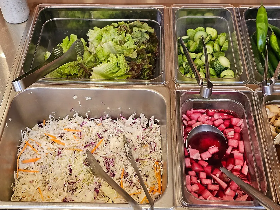 Side dish self-serve bar corner at Oneul Haru