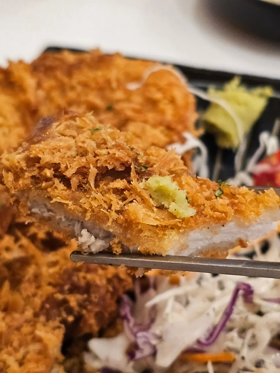 Pork cutlet paired with wasabi