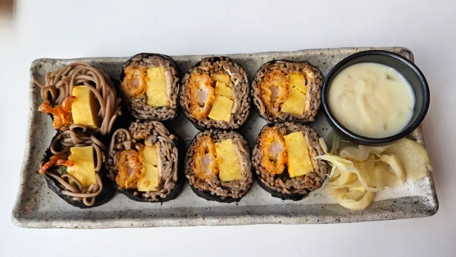 Shrimp buckwheat gimbap dish