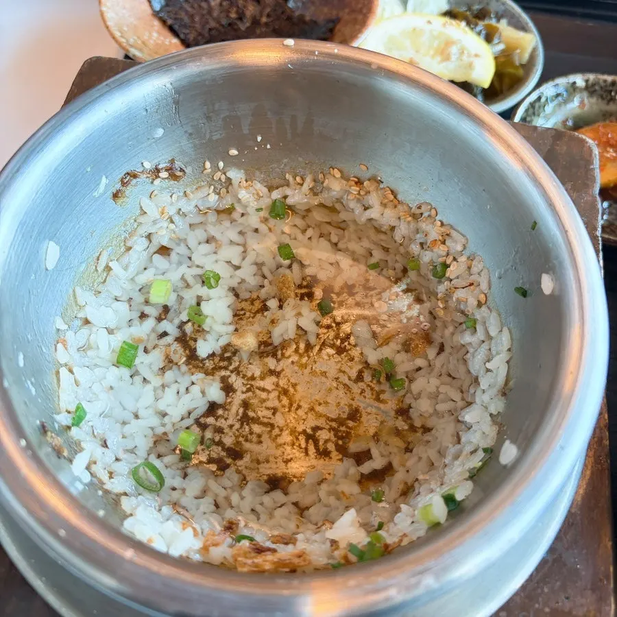 Side dish tray served with mackerel pot rice