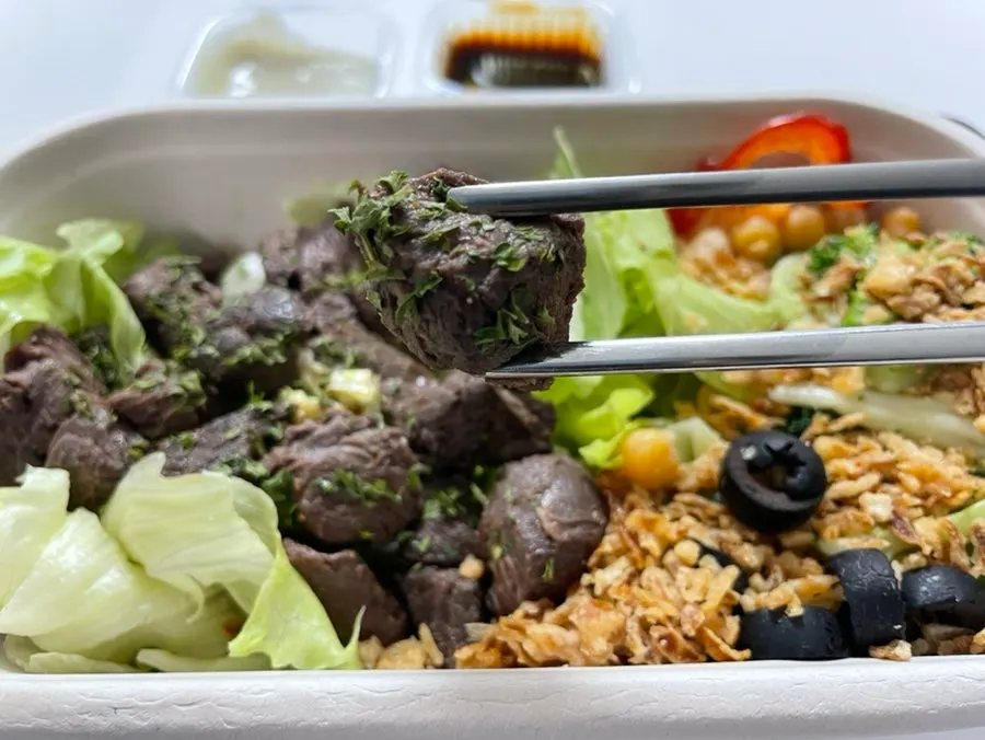 Close-up of Beef Light served with vegetables