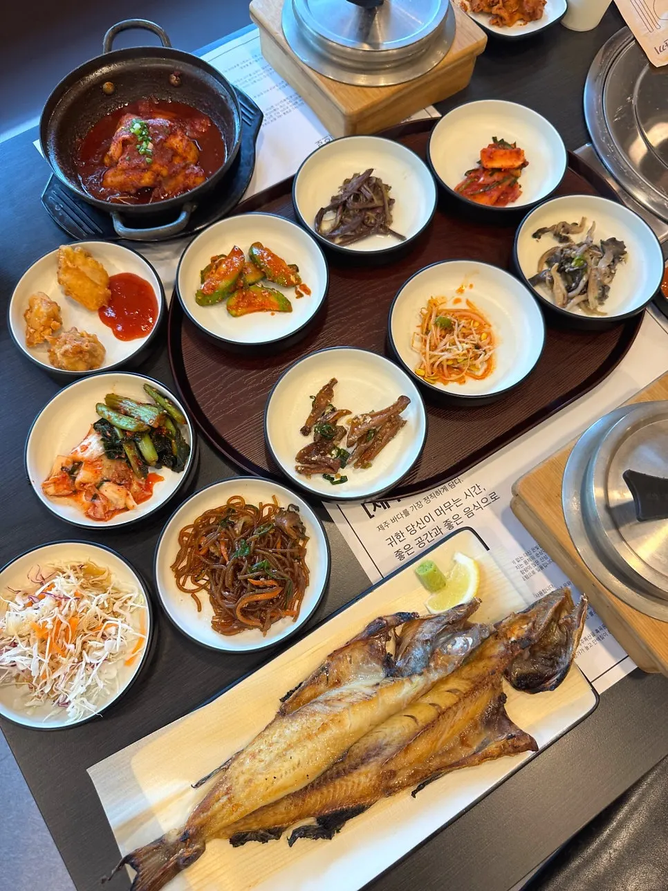 A table fully set with the lunch special spread