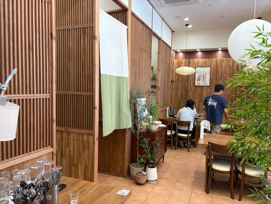 Wood-toned dining space at Oneul Haru