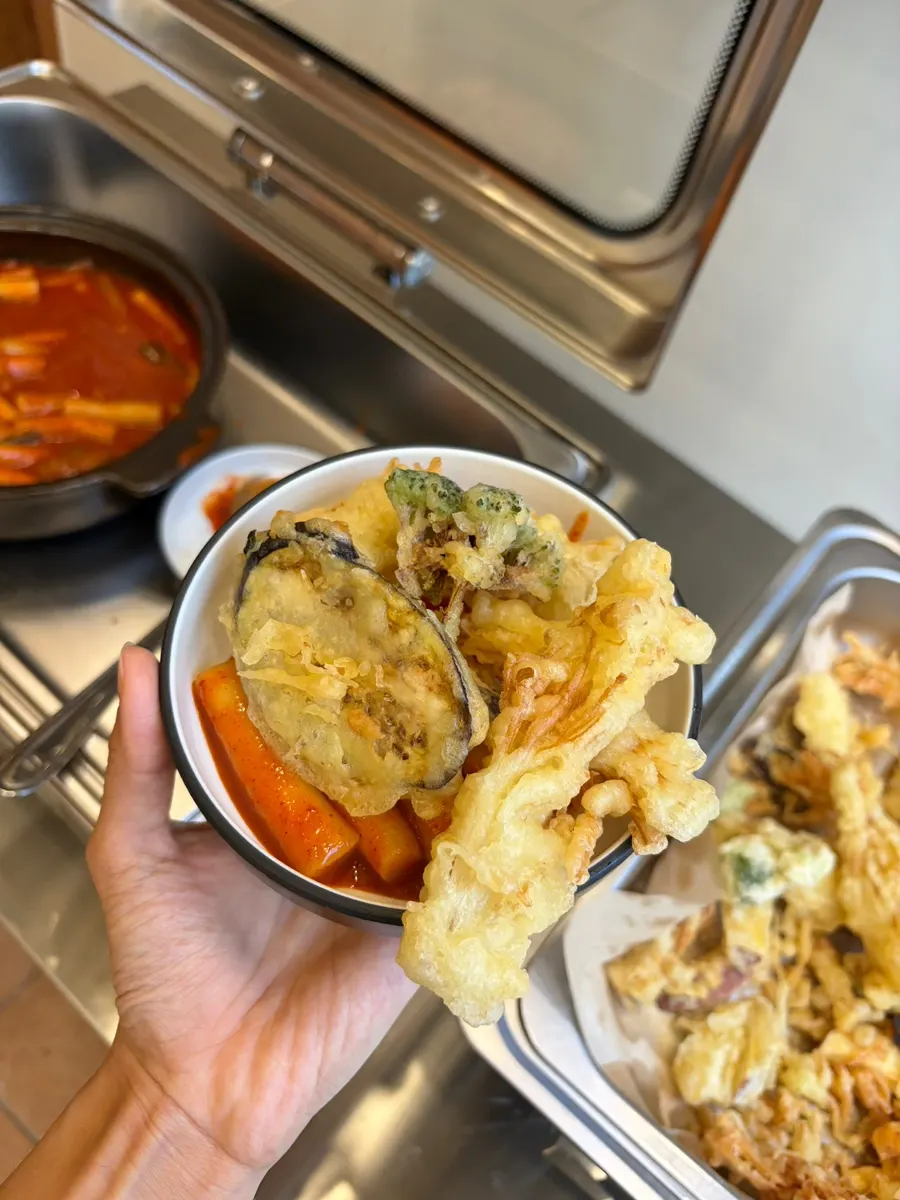 Fritters piled at the self-serve bar